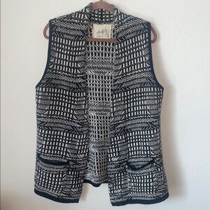 Angel Of The North by Anthropologie Black and Cream Knit Cardigan